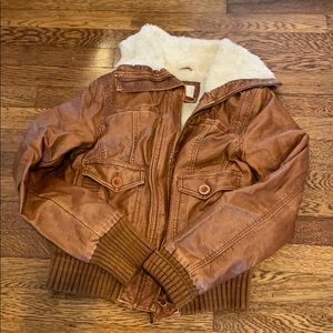 Faux leather bomber jacket Furry lined